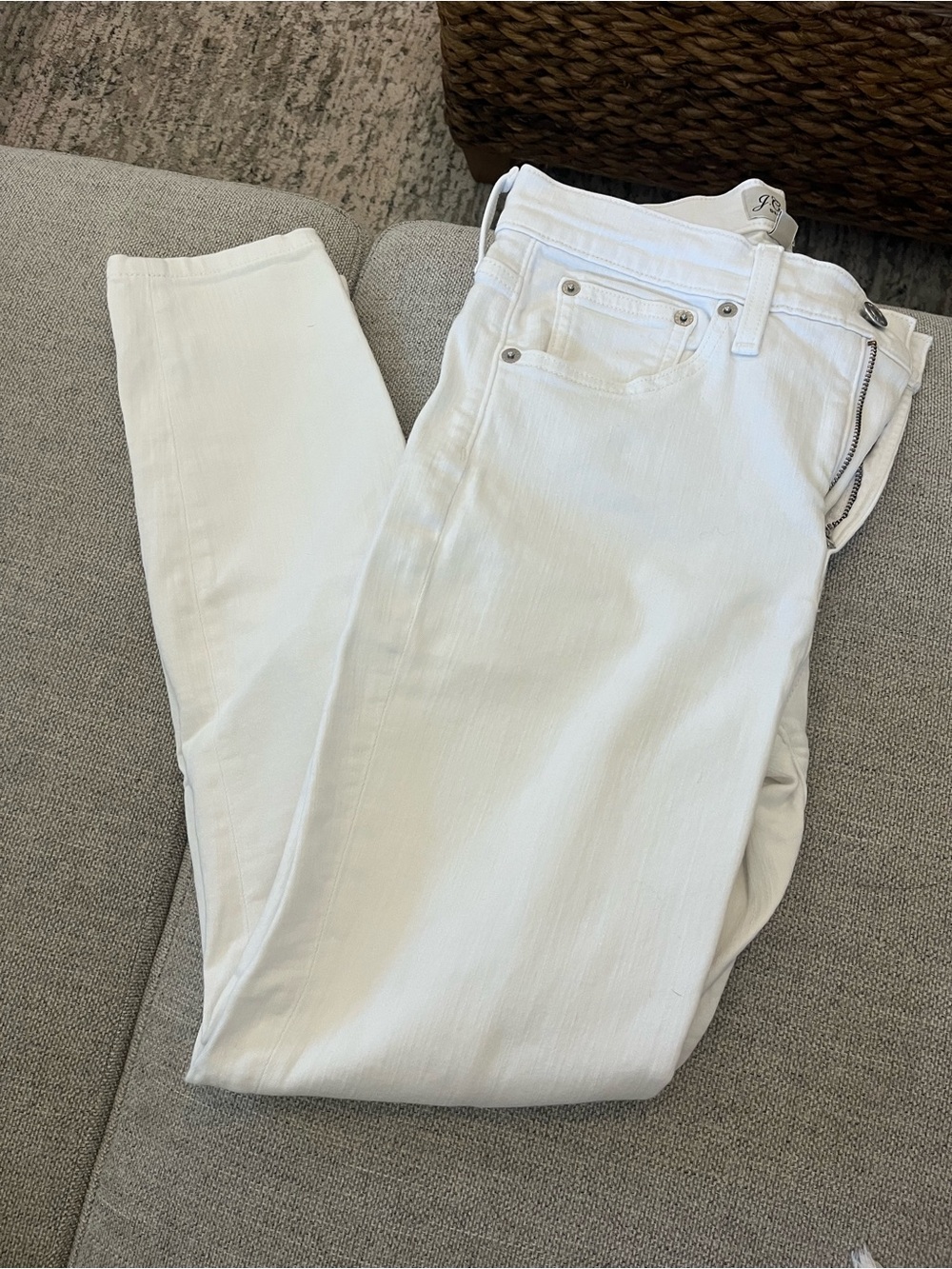 J. Crew Denim 9” High Waist Toothpick White Skinny Jeans